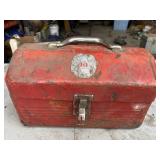 Vintage Red Tool Box w/ misc. tools