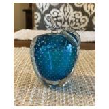 Glass Art Paperweight - Blue Apple