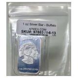 1oz Silver Buffalo Bar