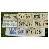 8 Embossed Texas 1970's License Plates