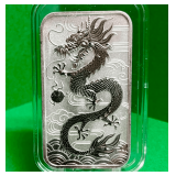 1oz Silver Bar - 2018 Australia Dragon