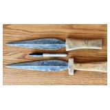 2 Hand Forged Hammered Spring Steel Spear Points