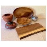 Wood Serving Platters, Turned Wood Canisters and Cutting Board