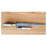Wood Handled Knife w/Brass Pommel and Hilt
