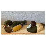 2 Carved Wood Duck Decoys