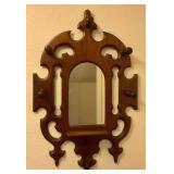 Wood Framed Wall Mirror / Hat / Coat Rack