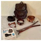 Leather Belts, Carry Bag and Boot Grips