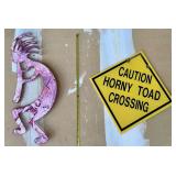 Kokopelli and Horny Toad Crossing Signs