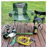 2 Portable Camp Chairs and Essentials