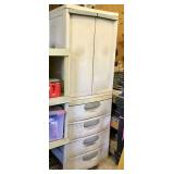 Plastic Storage Cabinet, Contents and Motion Light Fixtures