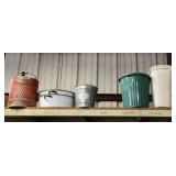 Vintage Gas Can, 2 Enameled Wash Pans and More