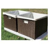2 Wicker Baskets with Linen Lining