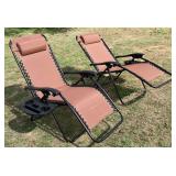 2 Folding Adjustable Camp Loungers