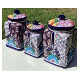 Painted Mexican Pottery Canister Set