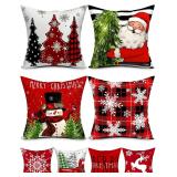 4 Christmas Pillow Covers Dbl Sided 18''x18'' A3