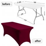 Spandex Table Cover 6ft Burgandy 2pk A3