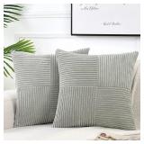 Fancy Home 2 Pk Grey Throw Pillow Covers 18x18' A7