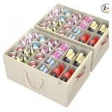 Aokeyee 2 Pack Shoe Organizer for Closet Beige A8