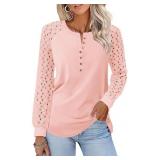 SZ M Minetom Women's Lace Long Sleeve Top AZ38