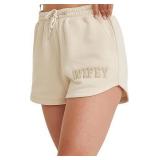Six Stories Beige Wifey Teddy Shorts sz Med  A9