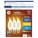 4X GE Relax HD 60w Light Bulb 3pk AZ34