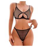 SZ M Women's Sexy Sheer Mesh Lingerie Set AZ38