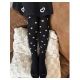 2pk Sz 9/10 Girls Footless Black Heart Tights A93
