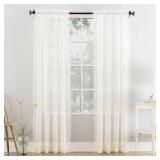 59x95' Ivory Sheer Rod Curtain Panel A93