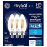 4X BID GE Reveal 60W Candlebra Base Bulb 3ct A4