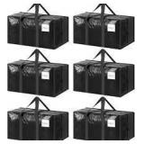 6pk Black Opaque Storage Bags W/Handles A111