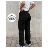SZ Sm High Waisted Solid Side Cargo Pants AZ23