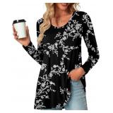 SZ L POPYOUNG Women's Long Sleeve Tunic Top AZ31
