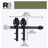 2X/BID 78in Black Barn door hardware kit AZ15