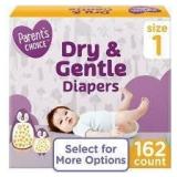 Sz 1 Parents Choice 162ct Dry&Gentle Diapers A105
