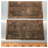 St. Paul Minnesota Water Works brass plaques