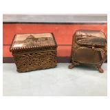 Antique glass lid jewelry boxes