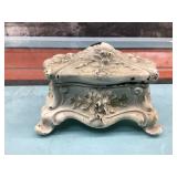Antique metal jewelry box