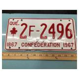 1967 Quebec license plate
