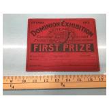 1912 Dominion Exhibition (Ottawa) First Prize