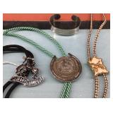 Vtg.Western Bolos & Haida Wolf Bangle