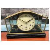 Vintage Glass Case Mantle Clock - overwound