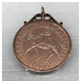 1977 Queen Elizabeth II Coin Made Into Pendant
