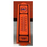 Gulf Oil Tin Thermometer 3.75x13