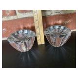 2 Heavy Glass Candle Holders