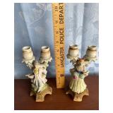 Colonial Pair Porcelain Candle Holders
