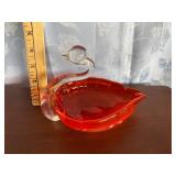 Retro Orange Glass Swan