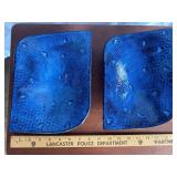2 Vintage Cobalt Blue Trays