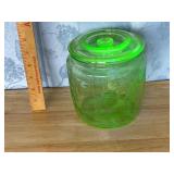 Uranium Glass Green Depression Canister