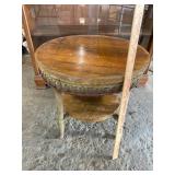 Round Wood and Wicker Table