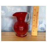 Red Crackle Glass Pitcher